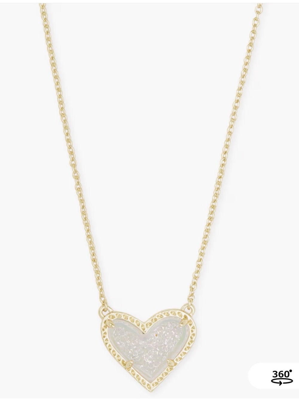 Kendra Scott Ari Heart Gold Pendent Necklace Iridescent Pearl